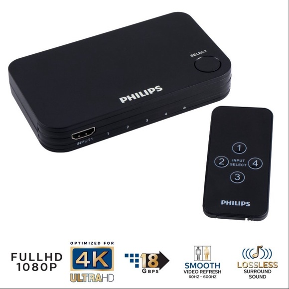 Philips HMDI Switch with Wireless Remote Cobtrol 4K Ultra - Black - Picture 3 of 10